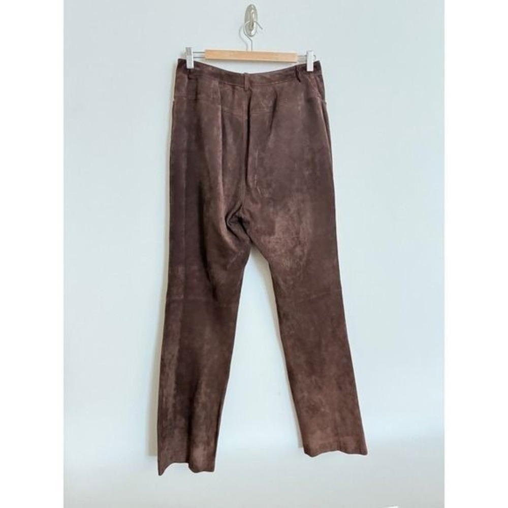 Saks Fifth Avenue Real Clothes 100% Genuine Leather Brown Pants Size 12 - Picture 11 of 13